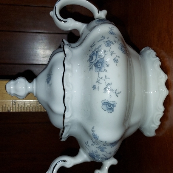 Sugar bowl with lid 💙 platinum silver band by Johann Haviland  Blue Garland - Picture 11 of 15